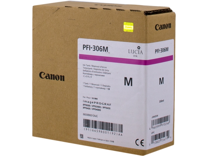 Cartucho de tinta Original CANON PFI-306 Magenta 6659B001 para imagePROGRAF iPF8400, IPF8400SE, iPF9400, iPF9400S