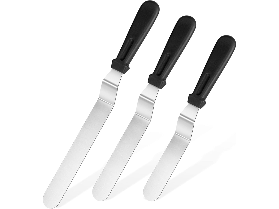 Pata De Bolo De 3 Peças - 18/0 Aço Inoxidável - 3 X 15/20/25 Cm (preto)