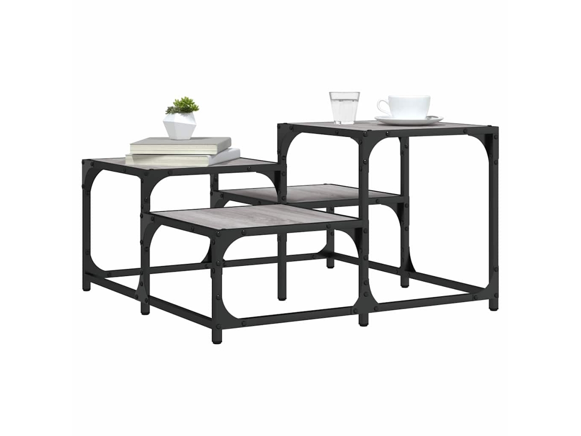 Mesa de centro Sonoma HARLANV1, 68x68x40 cm, madera sintética, gris.