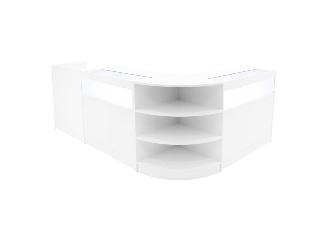 Conjunto de mostrador comercial Sagitario | Blanco | LM60 2xB900 TB60 | MDF y vidrio templado | Estanterías MonsterShop