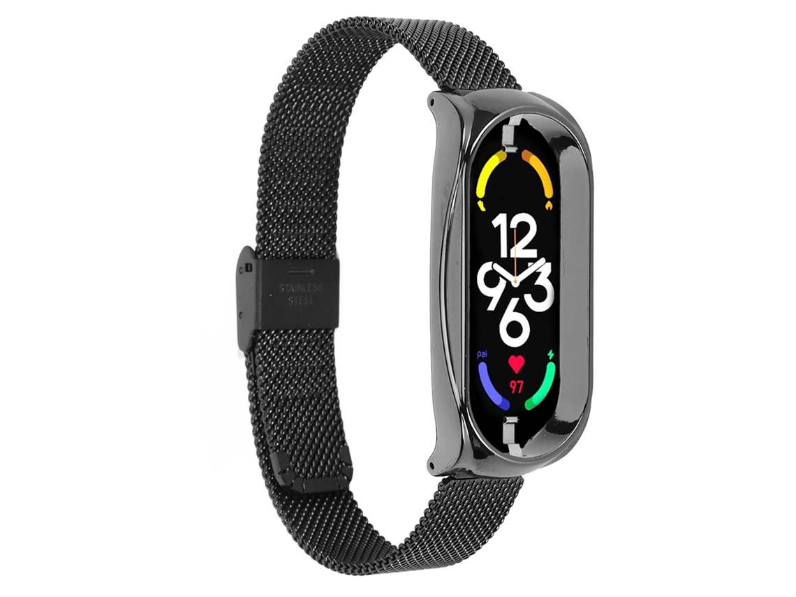 Correa De Malla De Acero Inoxidable Para Mi Band 7 Negra