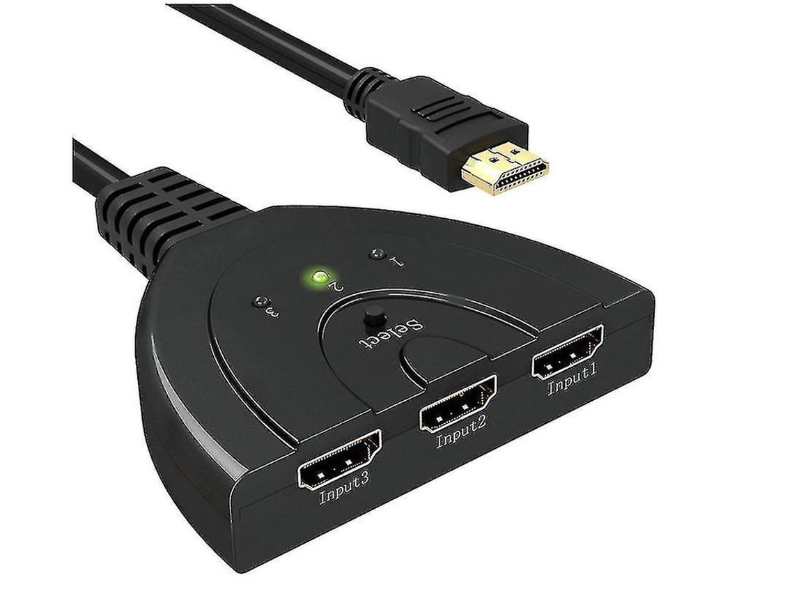 Conmutador HDMI 1080p de 3 puertos, 3 entradas y 1 salida, Full HD 1080p, 3D, con cable de alta velocidad, color negro Yizhood