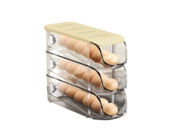 3 Recipientes De Plástico Apilables Y Autoenrollables Para Huevos, Ideales Para El Refrigerador Y Para El Hogar.