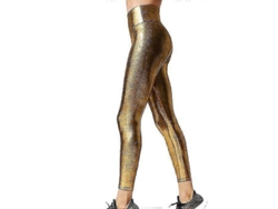 Braguitas Metálicas De Talle Alto Para Mujer, Leggings Brillantes Y Elásticos.