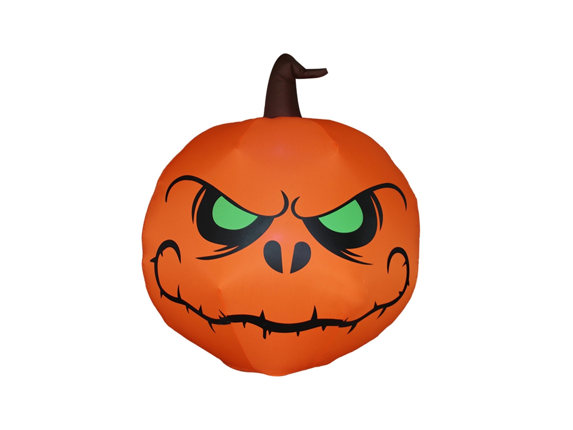 Abóbora inflável Bj-decoración com LED para o Halloween, 1,2 m, olhos verdes, para uso externo, jardim e festas.