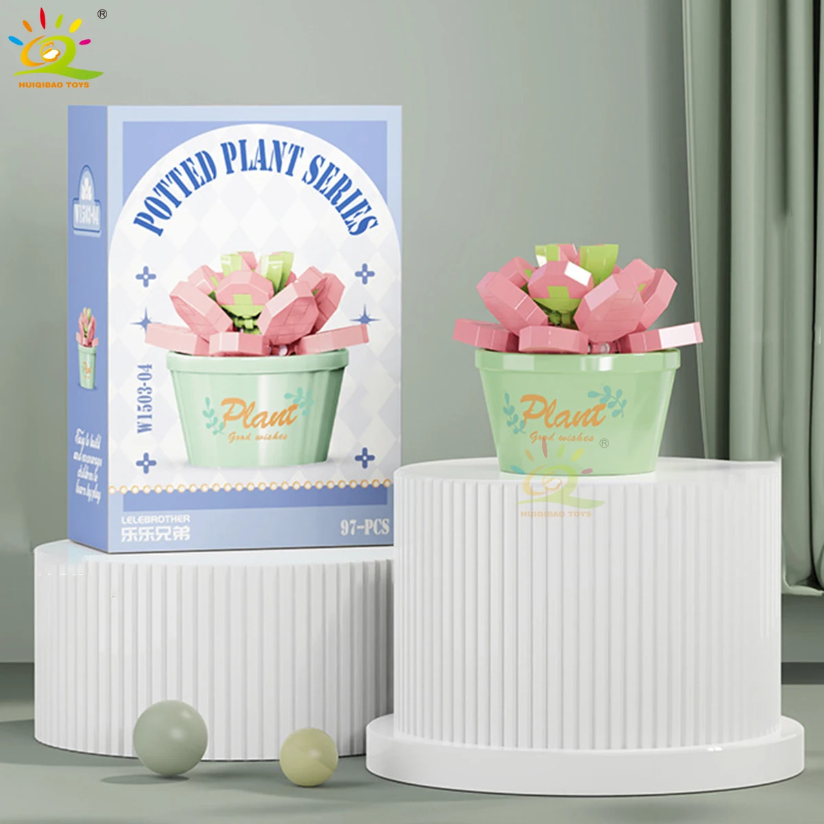 Bloques De Montar Moc Con Vaso De Flores, Espacio Atemporal Para Decoración De Mesa O Casa.