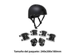 Conjunto infantil de casco, rodilleras, coderas y muñequeras para bicicleta. Mdug (negro 1)