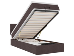 Maison Exclusive - Cama Otomana Con Colchón Y Led Tela Marrón Oscuro 90x200 Cm