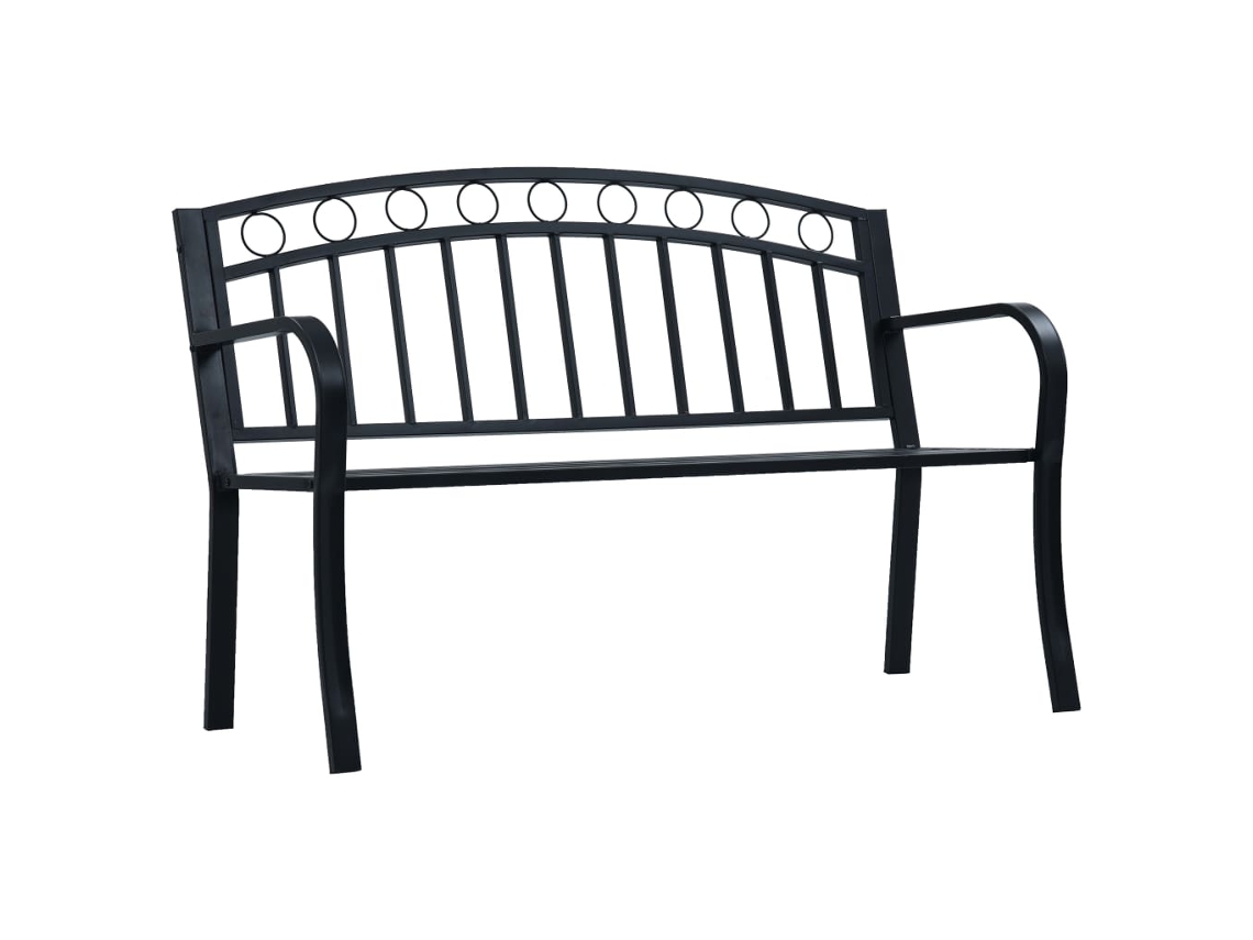 Banco de jardín de 125 cm de acero negro Dkd Home Decor