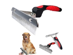 Cepillo para perros grandes de pelo largo, con peine rastrillo de acero inoxidable y mango antideslizante.