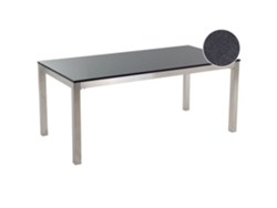 Mesa de comedor para 6 personas BELIANI Grosseto de Granito, Acero inoxidable Negro 90x180x76