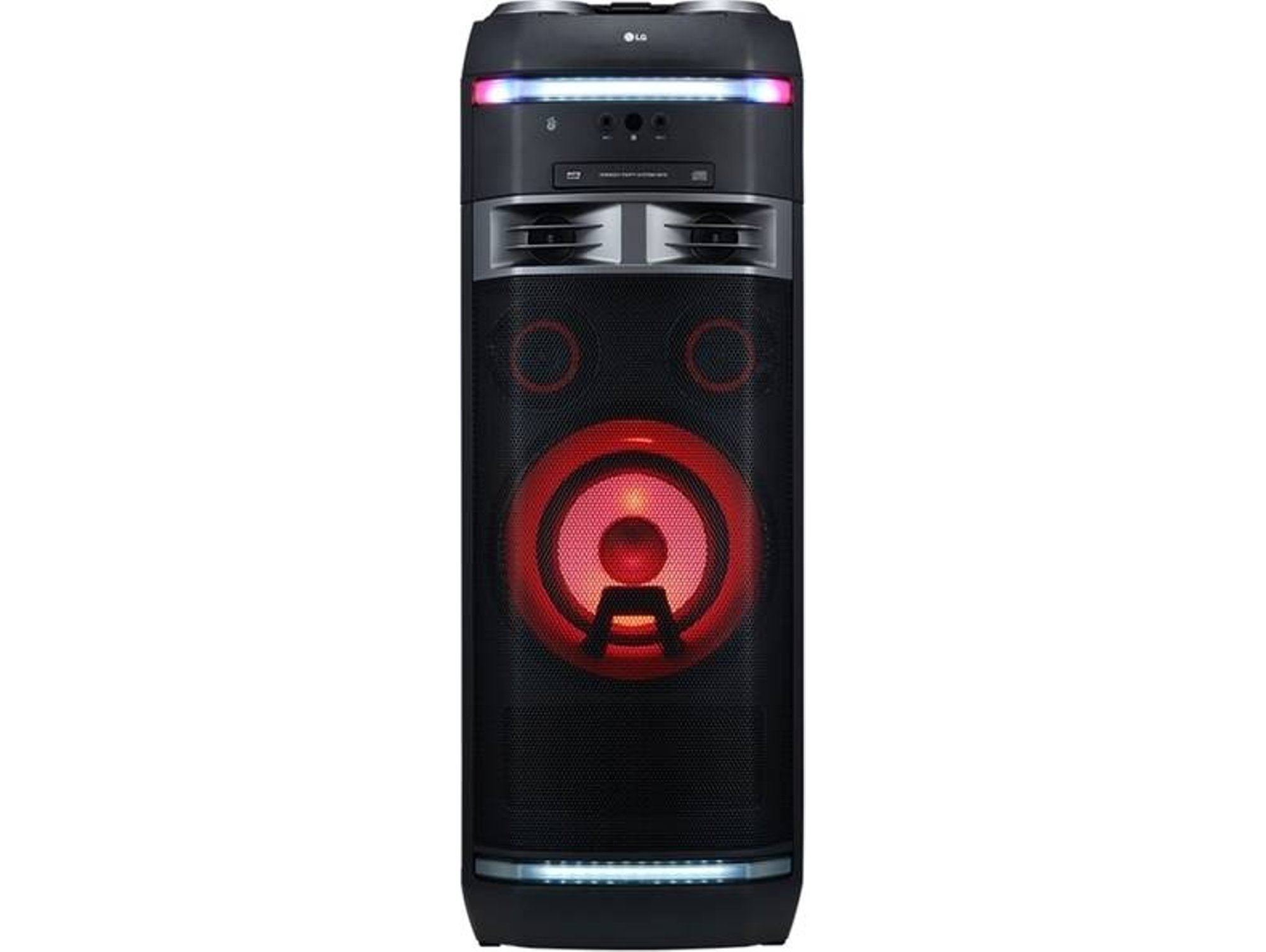Lg Xboom Ok75 altavoz bluetooth rgb 1000w party link one body 1000 negro potencia usb funciones dj karaoke iluminación equipo 2.1 high power gran efectos cd radio de alto