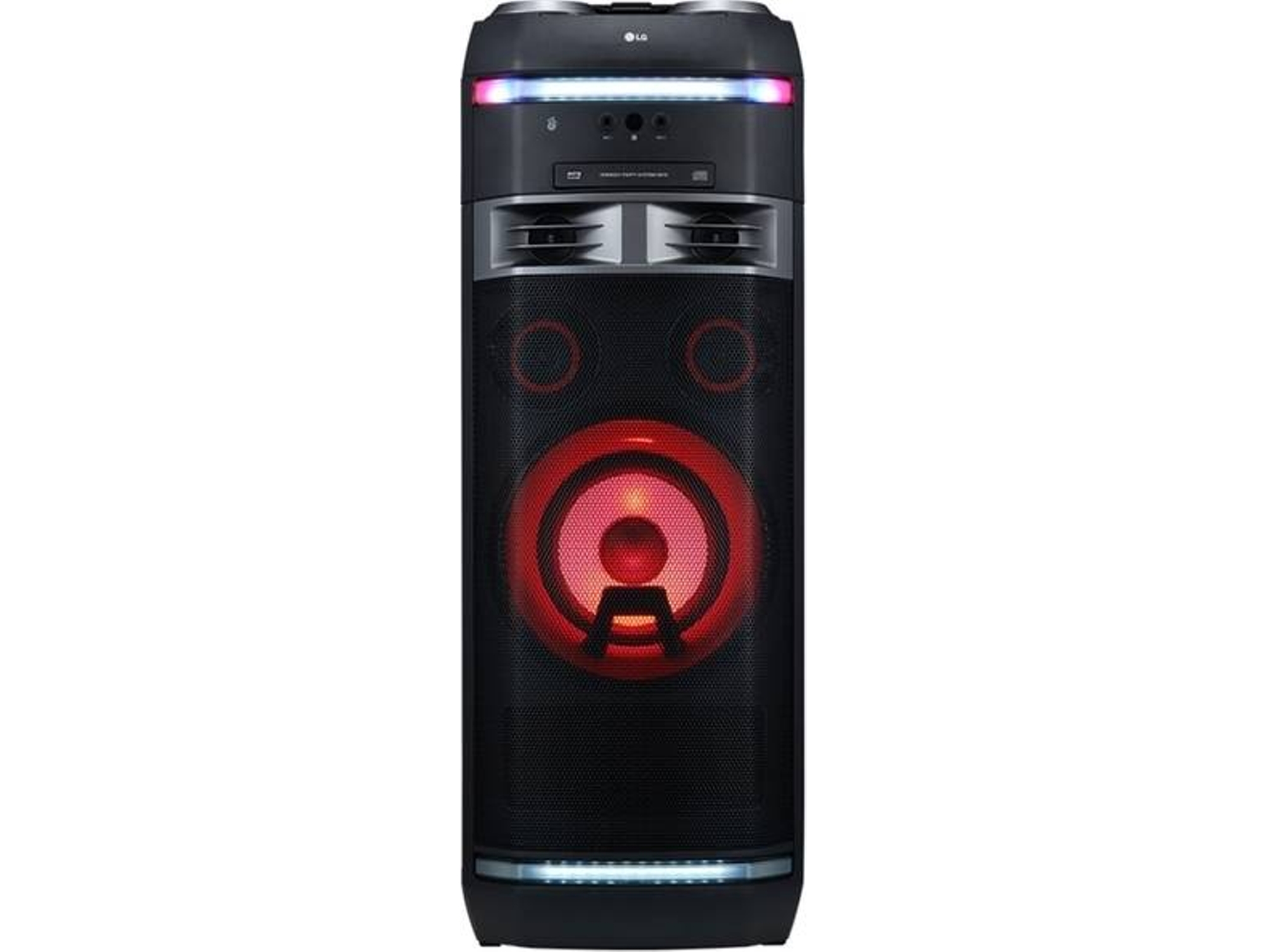 Lg Xboom Ok75 altavoz bluetooth rgb 1000w party link one body 1000 negro potencia usb funciones dj karaoke iluminación equipo 2.1 high power gran efectos cd radio de alto