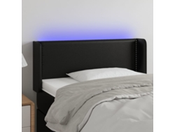 Cabecero Con Led Cuero Sintético Negro 83x16x78/88 Cm