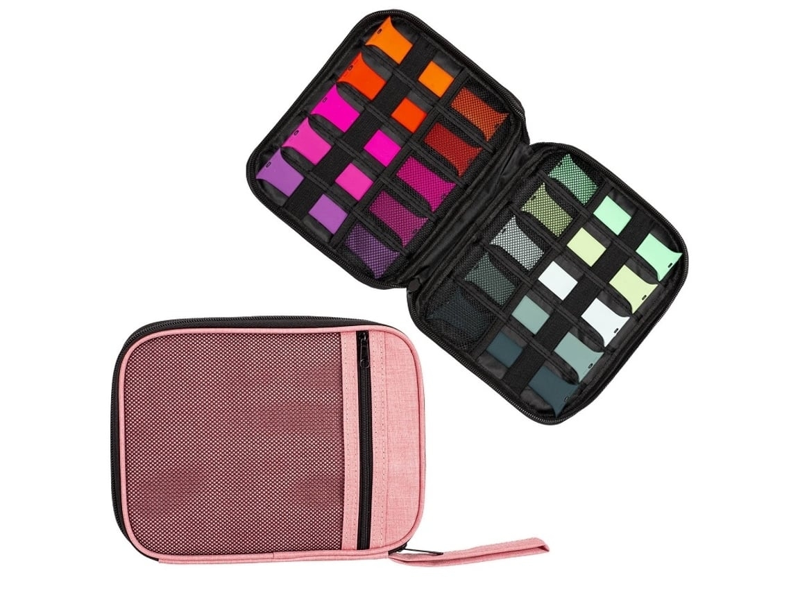 Bolsa Portátil Rosa Em Malha Para Cabo E Pulseira De Relógio