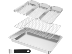 Cestas para barbacoa, juego de 2 cestas de cocción para barbacoa, forma rectangular con borde bajo y fondo plano...