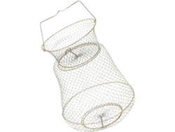 Cesta Redonda De Hierro Para Pescado Con Bordes Lisos, Jaula Portátil Plateada Para Cangrejos.