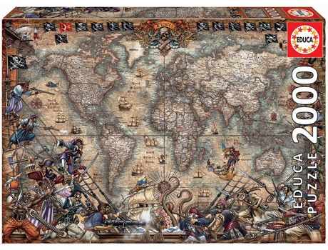 Puzzle EDUCA 2000 Mapa de Piratas (Edad Mínima: 12 Años - 2000 Piezas)