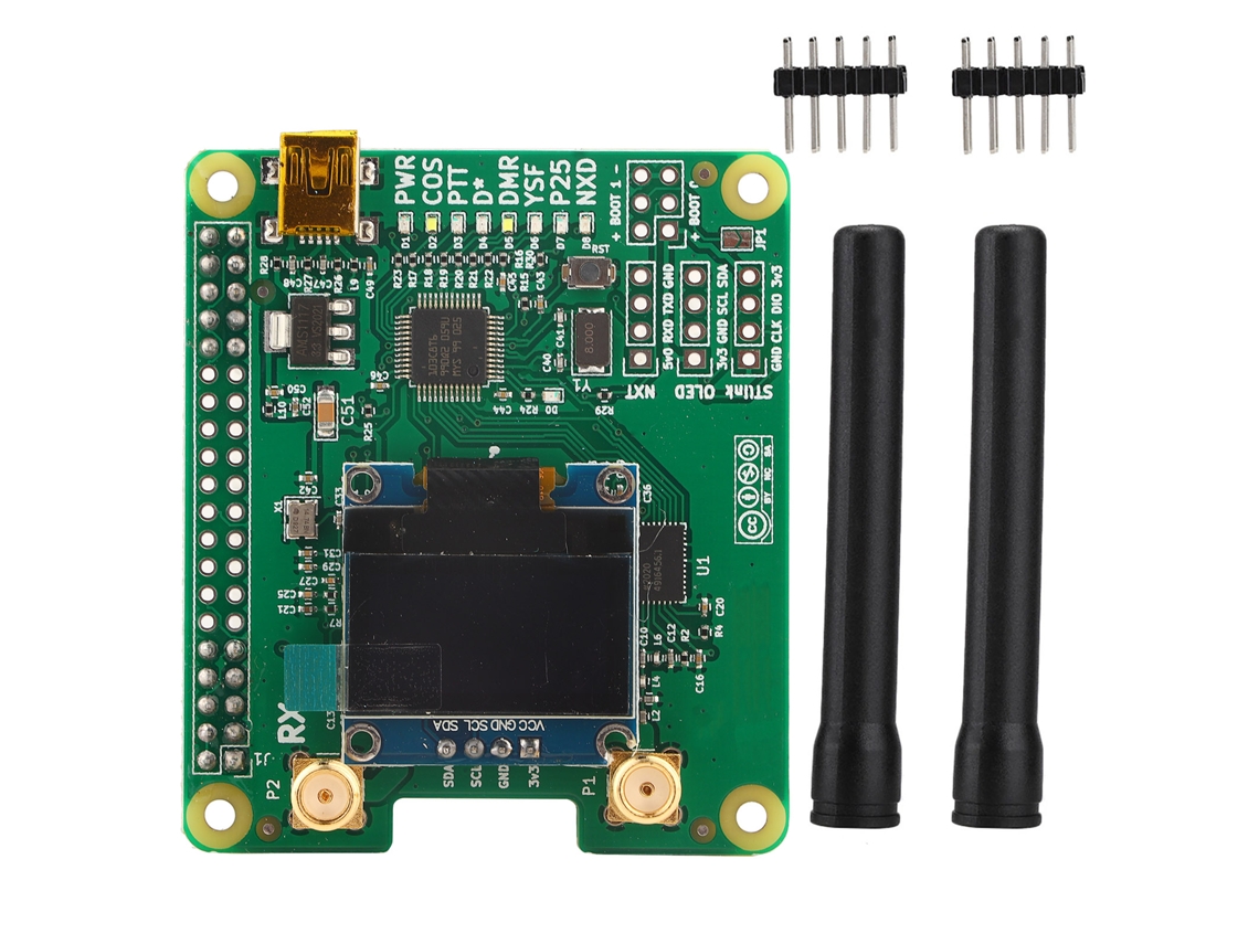 Módulo De Punto De Acceso Dúplex Mmdvm Hs Dual Hat Con Oled Y Antena Compatible Con P25/dmr/ysf Para Raspberry Pi