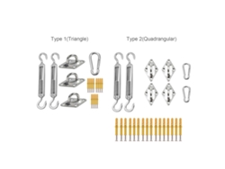 Kit de herrajes para toldo rectangular de acero inoxidable