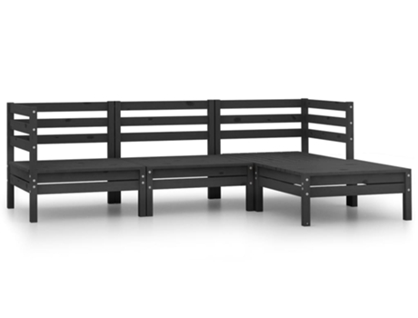 Conjunto 4 Conjunto de muebles de jardín VIDAXL madera maciza pino negro