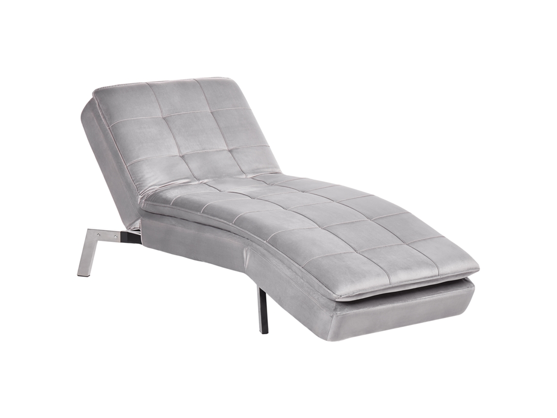 Chaise longue BELIANI Loiret de Terciopelo Gris 179x76x93