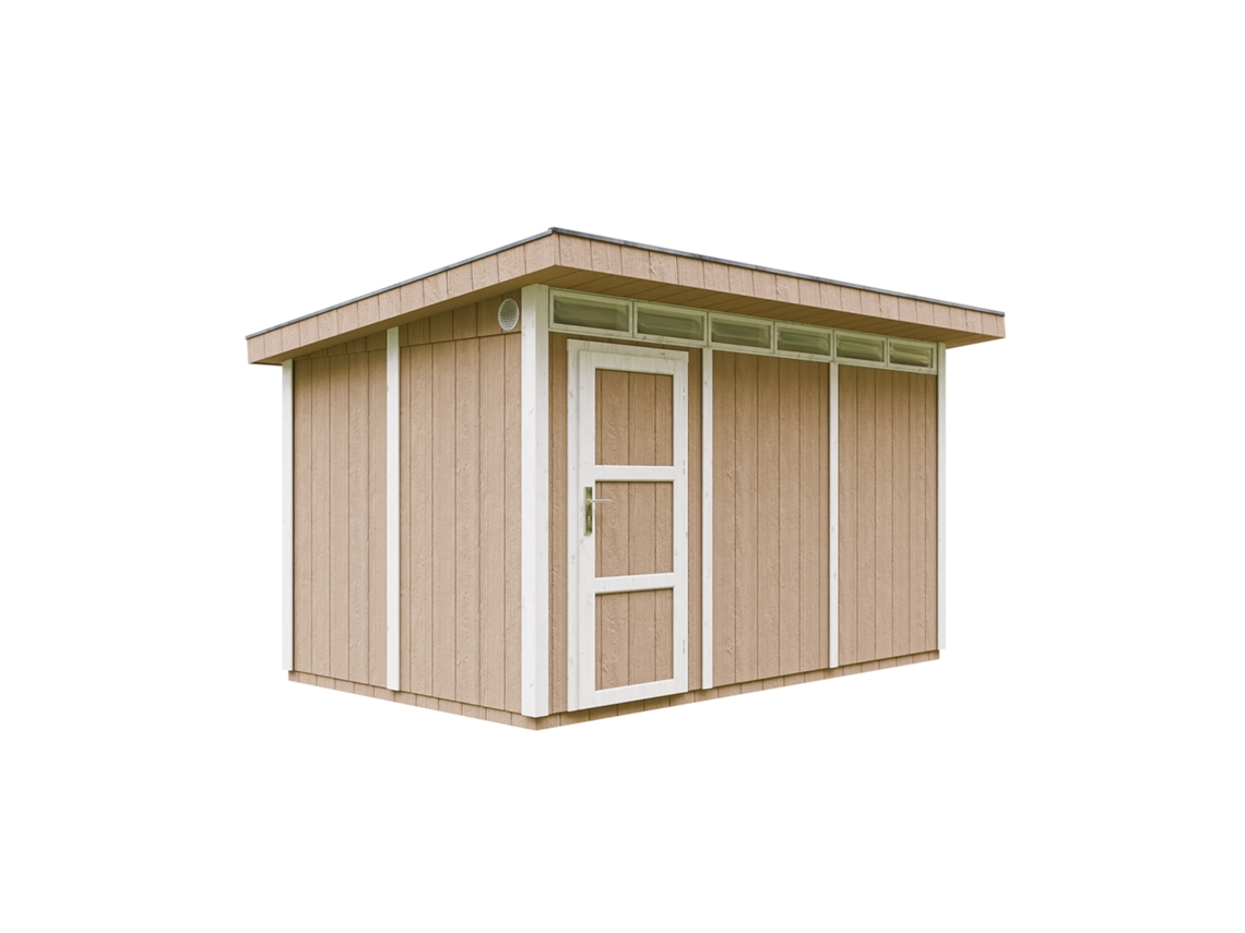 Caseta Jardin paneles a base de Madera LP SmartSide 8,7 m² con Suelo y Baldosas Bituminosas - L279xA412xA237 cm - TIMBELA M904 - TERRA BROWN