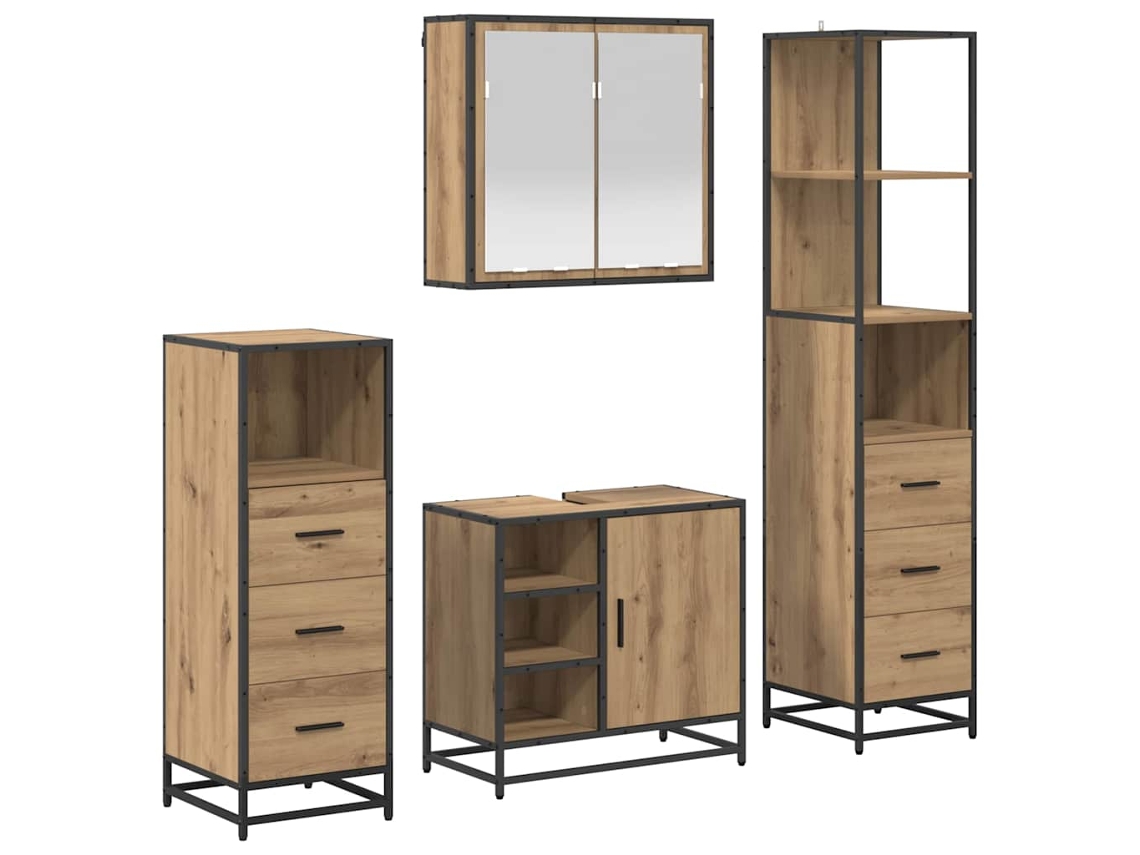 Conjunto de Móveis para Banheiro MAISON EXCLUSIVE 4 peças Carvalho artesanal