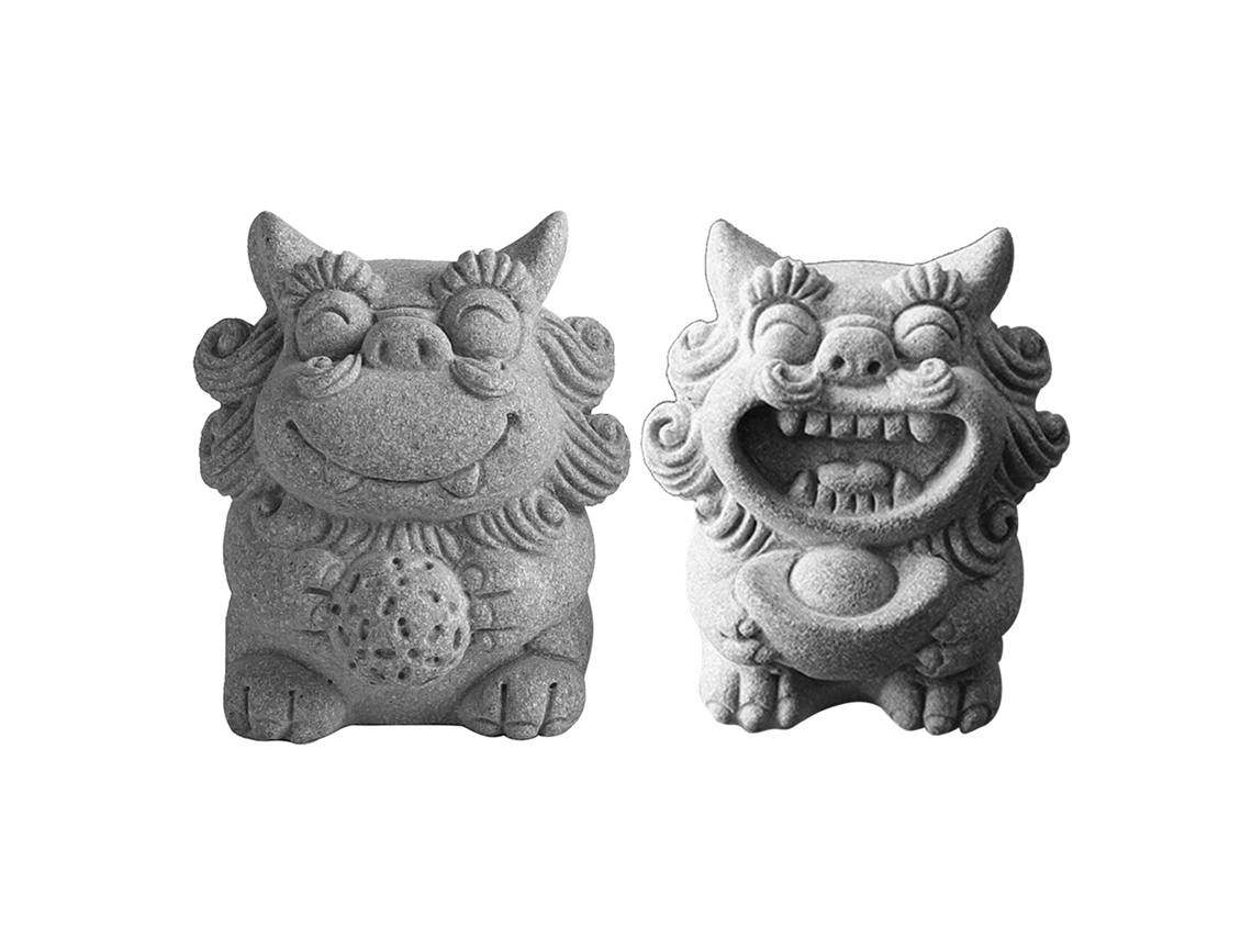 Rebe - 2 unidades de mini bule de pedra ornamental em formato de leão para decoração de casa, mesa ou aquário.