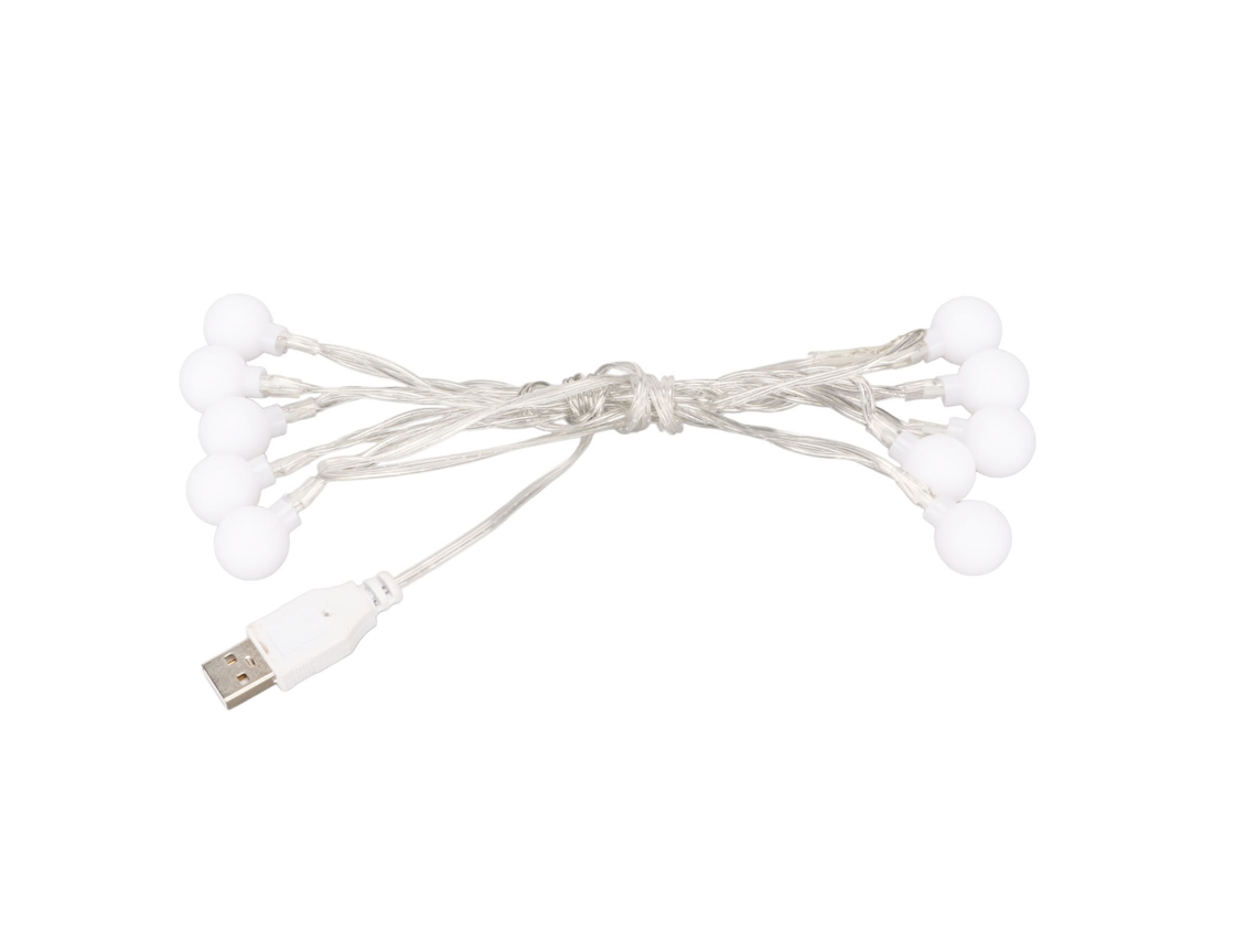 Tira De Luces Led Usb Impermeables Con Forma De Bola, Luz Blanca Cálida, 1,5 M, 10 Luces Decorativas.