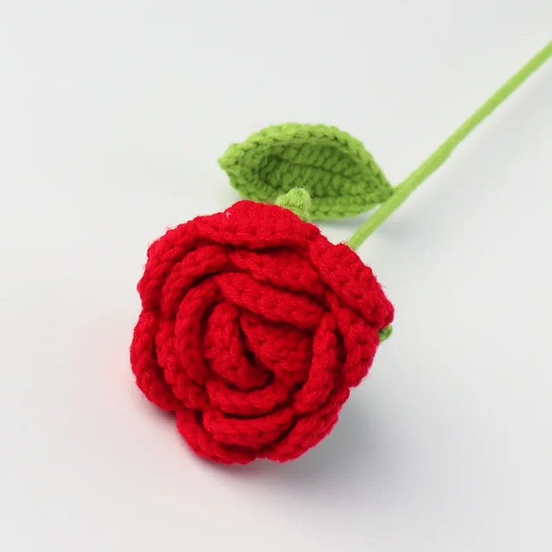 Decoración Para El Hogar Con Flores Artificiales De Rosa Tejidas A Dos Agujas Y A Crochet.