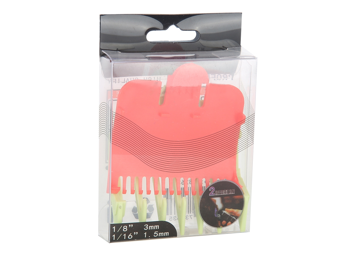 2026 Conjunto de 2 Pentes Guia de Corte de Cabelo Vermelhos e Verdes para Máquina de Cortar Cabelo com Design Ergonômico e Dentes Arredondados