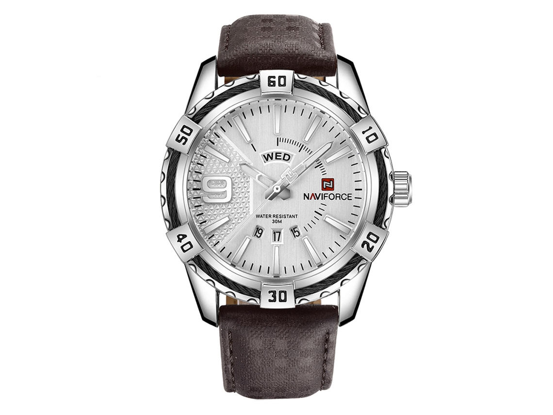 Reloj De Hombre De Piel Auténtica, Resistente Al Agua Hasta 30 M, Movimiento De Cuarzo Con Pantalla Analógica.