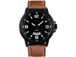 Relojes deportivos para hombre Reloj de cuarzo con fecha y hora Correa de cuero Reloj de pulsera militar resistente al agua