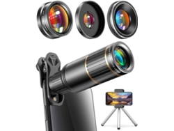 Lente Para Cámara De Teléfono Para Iphone, Samsung Galaxy Y Otros Teléfonos, Teleobjetivo 22x, Lente Ojo De Pez 205 (negro)