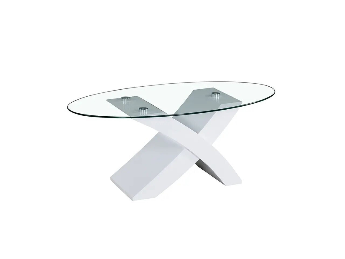 Mesa de Centro de Cristal Templado Lore, Blanco 110x60 cm SALDOSYSTOCKS