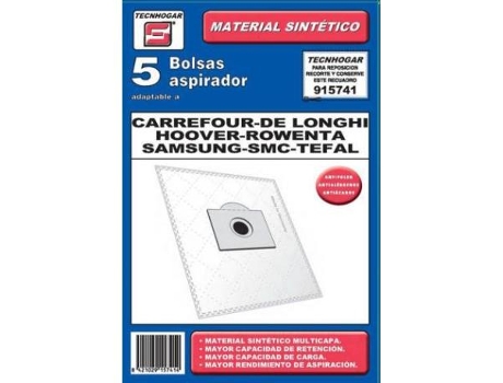 Bolsa aspirador pack 5 uds. hoover-rowenta-samsung 915741