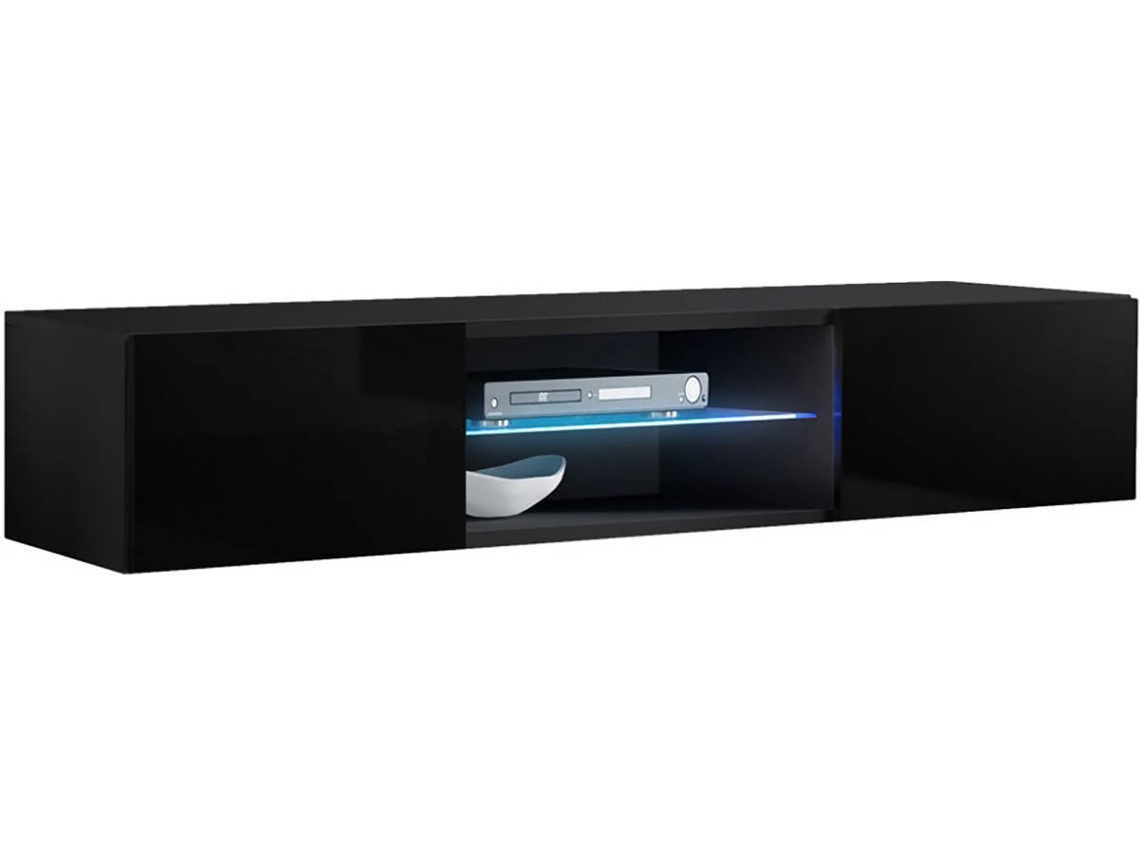 Mueble TV MÓVEIS BONITOS Tibi (160x38.5x30 cm - Negro - Melamina)