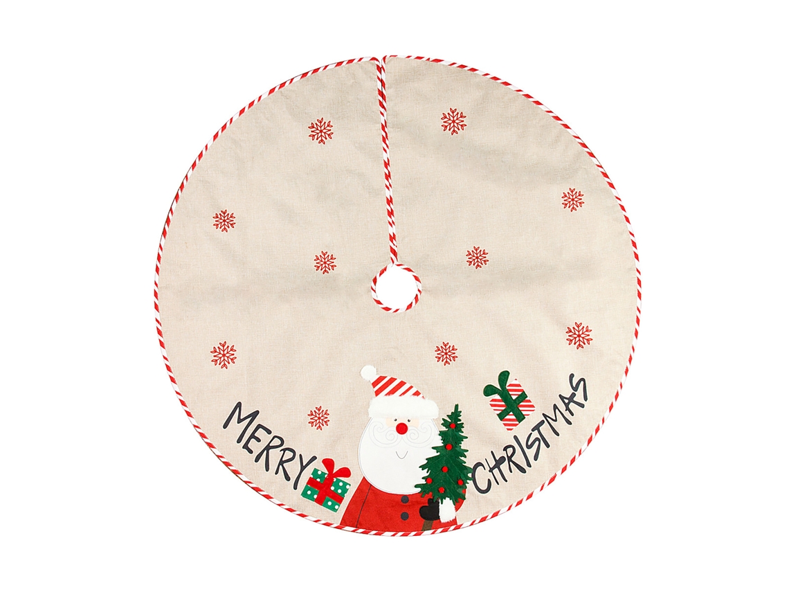 Falda para árbol de Navidad con decoración de lino bordado