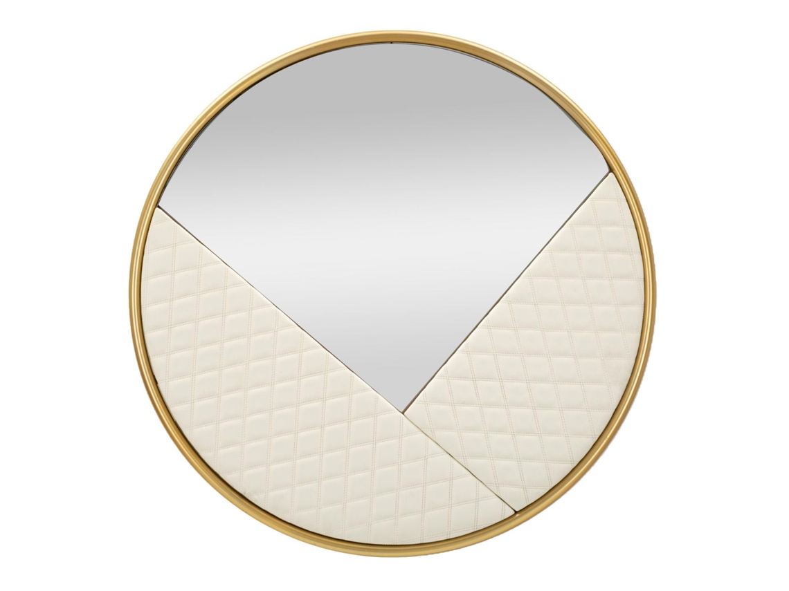 Espejo De Pared Sharon Cm Ø80x3 Unico / Blanco Y Dorado