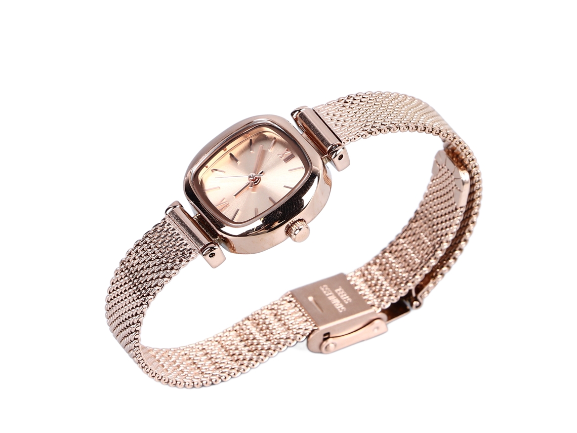 Reloj De Pulsera Impermeable De Acero Inoxidable Para Mujer, Oro Rosa Moderno