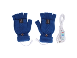 Guantes Calentados Usb Media Dedo Tejidos Eléctricos Calefacción Térmica Para Invierno Azules