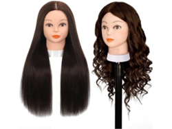 Cabeza De Maniquí De Alta Gama Con Cabello Largo, Liso Y 80% Humano, Soporte Para Peluca, Capacitación.