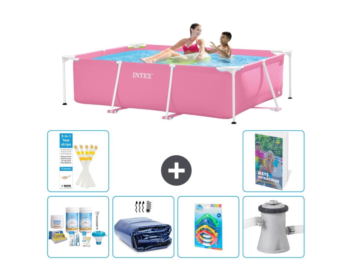 Intex Piscina Com Estrutura Retangular - 220x150x60 Cm - 7-peças S108