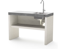 Módulo para Barbacoa TUOZI Plan/Venit 2 con fregadero y grifo (Blanco, Gris - 110x47x77cm)
