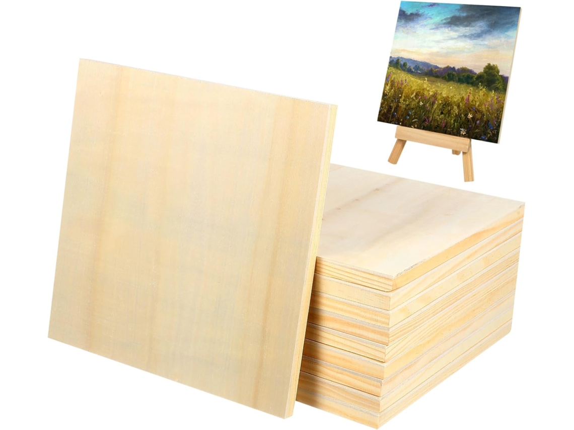 Juego de 10 marcos de fotos cuadrados grandes de madera natural, CHABERLU Handicrafts
