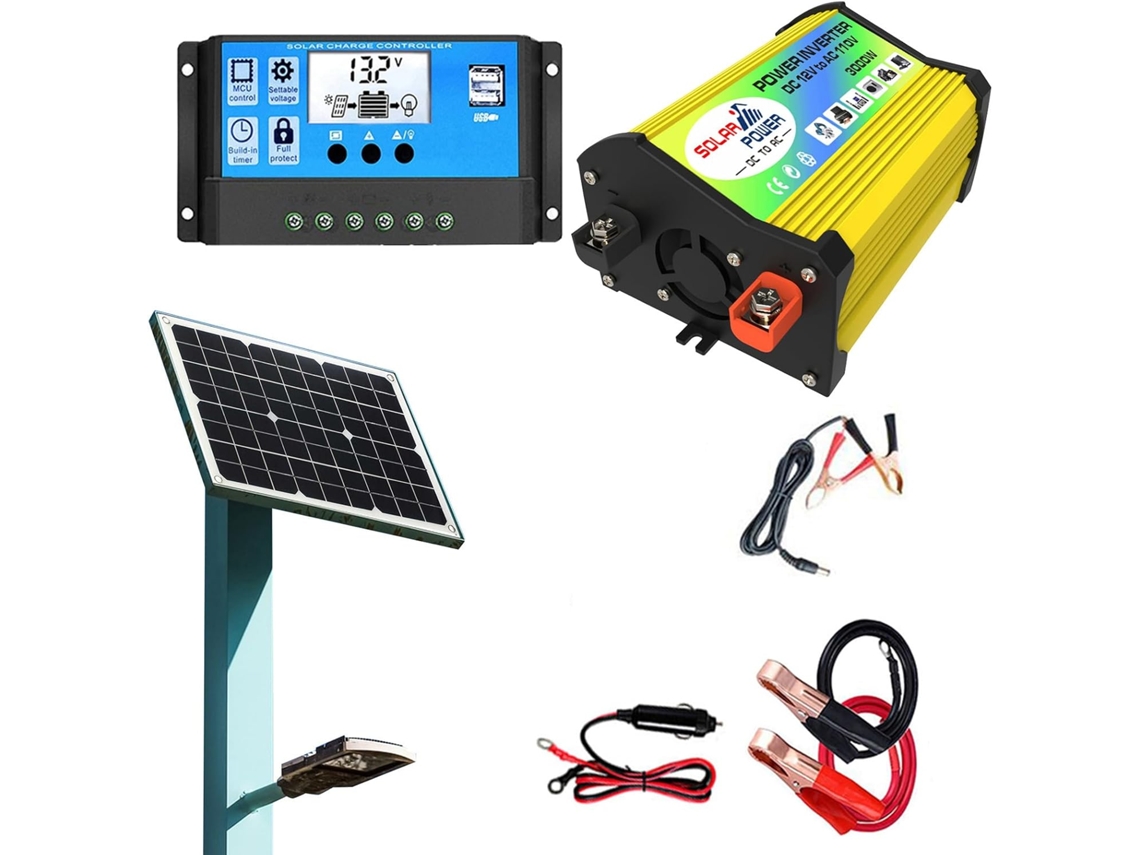 Kit De Inicio Para Paneles Solares: Incluye Un Controlador E Inversor Con Inversor