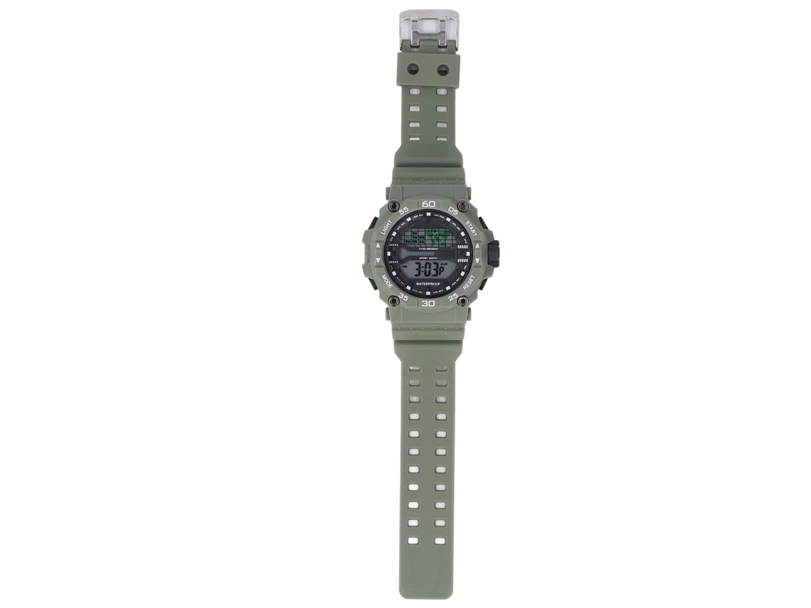 Reloj Digital Para Hombre, Resistente Al Agua Hasta 50 M, Luz Led, Zona Horaria Mundial, Correa De Caucho Verde, Od