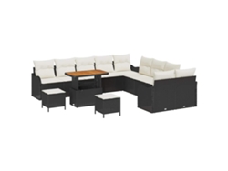Maison Exclusive - Conjunto de sofá de jardín de 13 piezas con cojines, negro y crema.