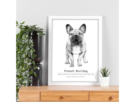 Póster NACNIC de Bulldog con Texto. Decorativa de Perros.